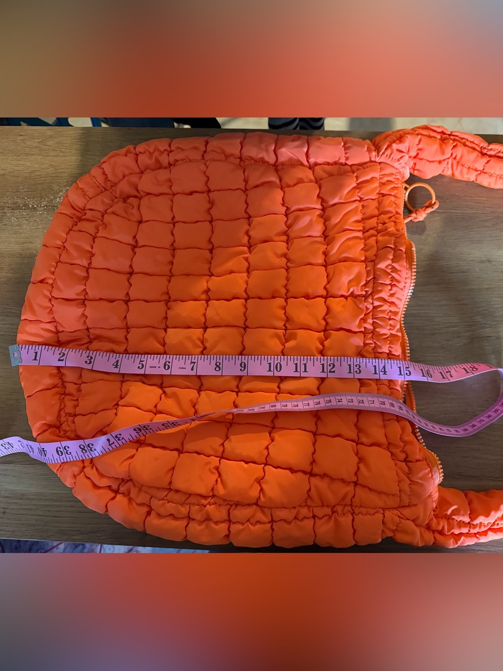 Urban Expressions Orange Quilted Hobo Shoulder Bag - Picture 9 of 10